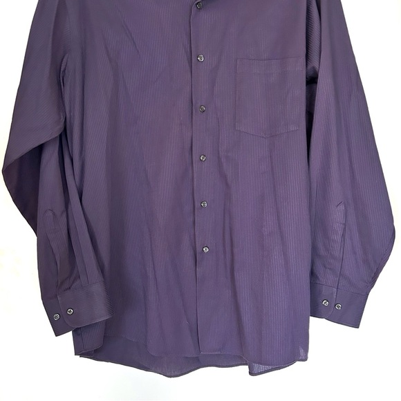 Van Heusen Men’s Purple Button Up Dress Shirt Striped Size XL Neck 17.5 Pocket - Picture 4 of 11